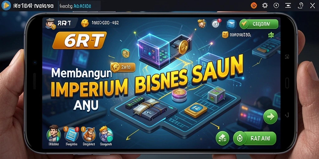 Tangkapan layar dari gameplay 6RT yang menampilkan pembangunan bisnis.