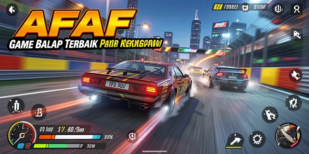 Gameplay AFAF dengan aksi balap yang seru dan mendebarkan.