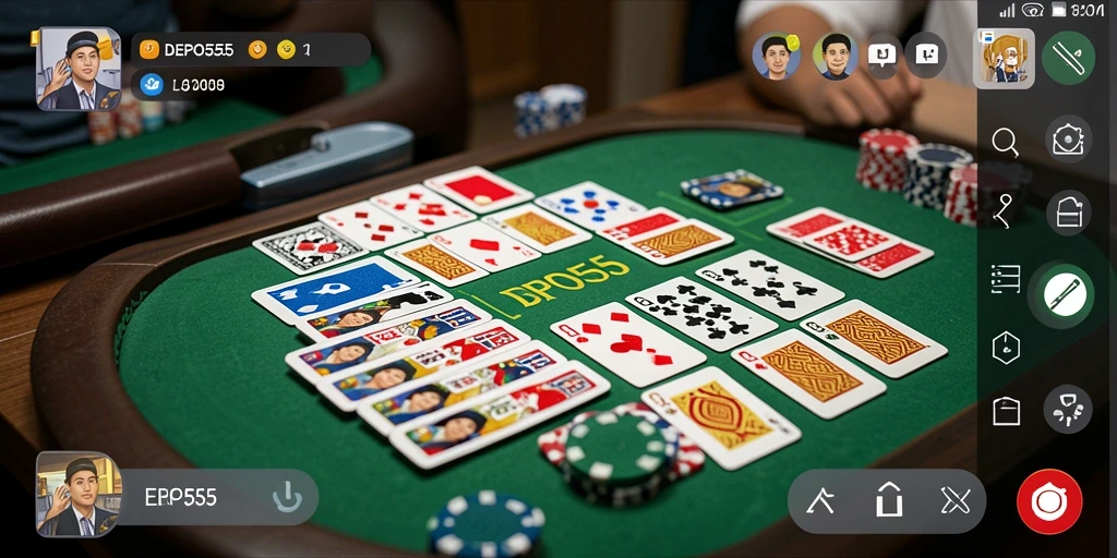 Tampilan gameplay seru dalam DEPO555 saat bermain Gaple.