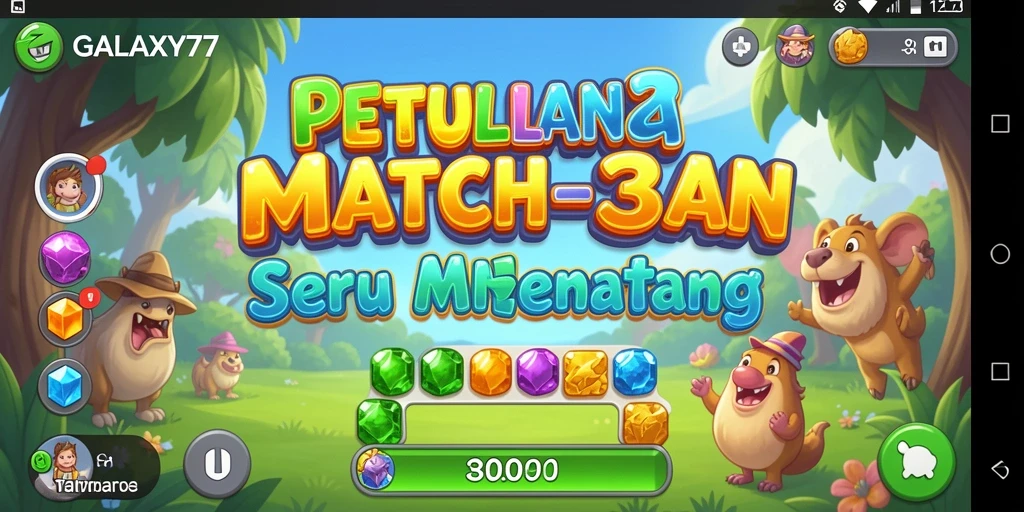 Gameplay seru GALAXY77 dengan tantangan Match-3 yang mengasyikkan.