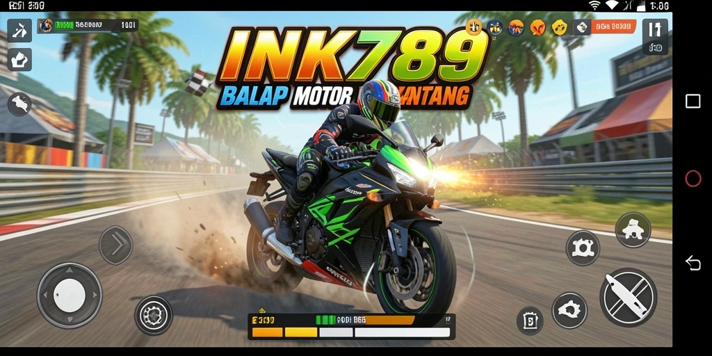 Tampilan gameplay seru di INK789 saat balapan di trek menantang.