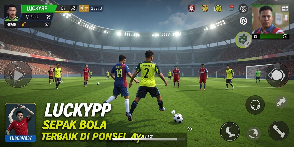 Screenshot gameplay LUCKYRP dengan aksi sepak bola yang mendebarkan.