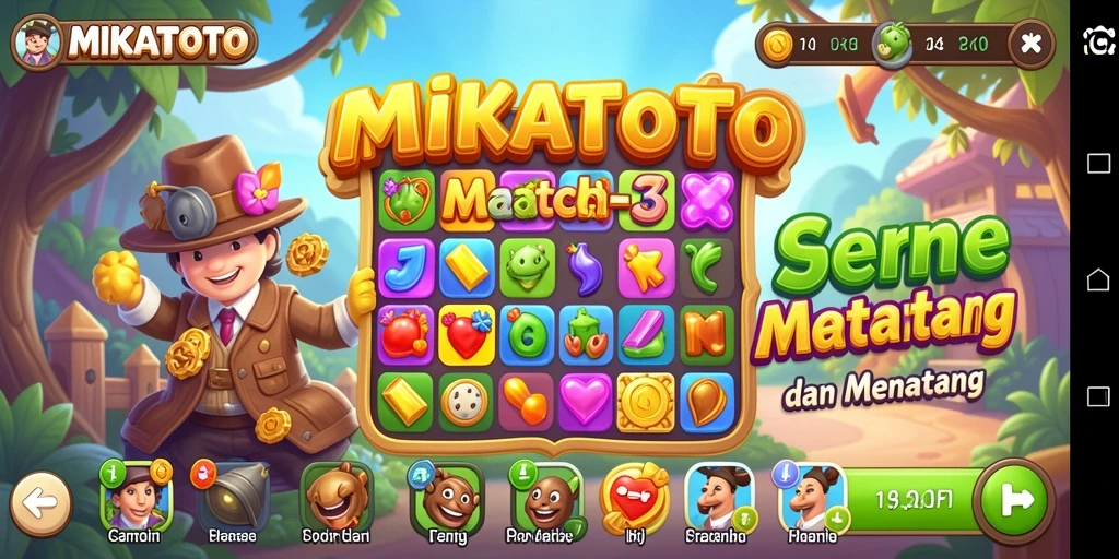 Gameplay MIKATOTO: padukan batu permata untuk menang.