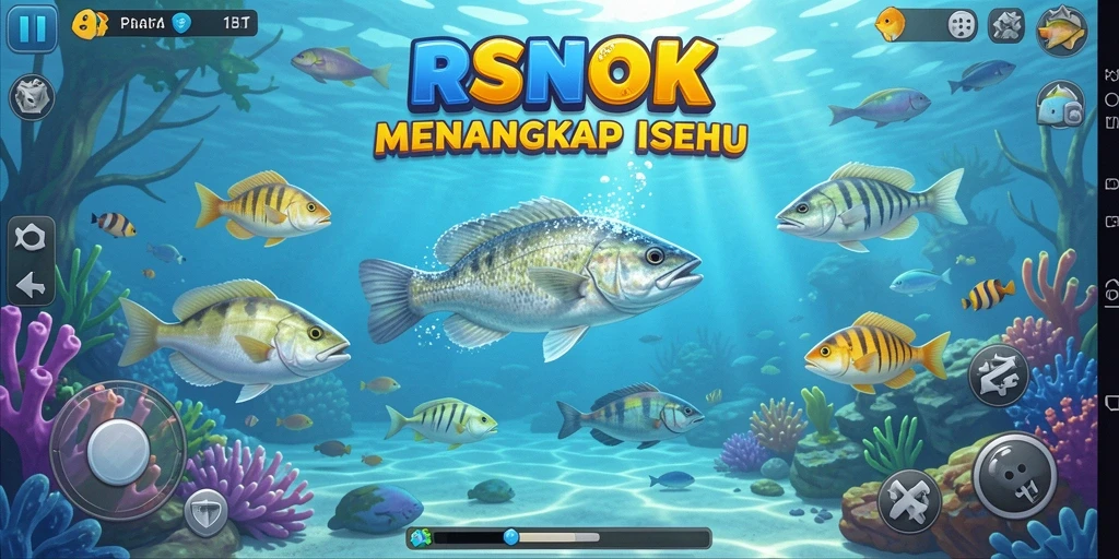 Screenshot gameplay RSNOK menampilkan momen menangkap ikan yang mendebarkan.