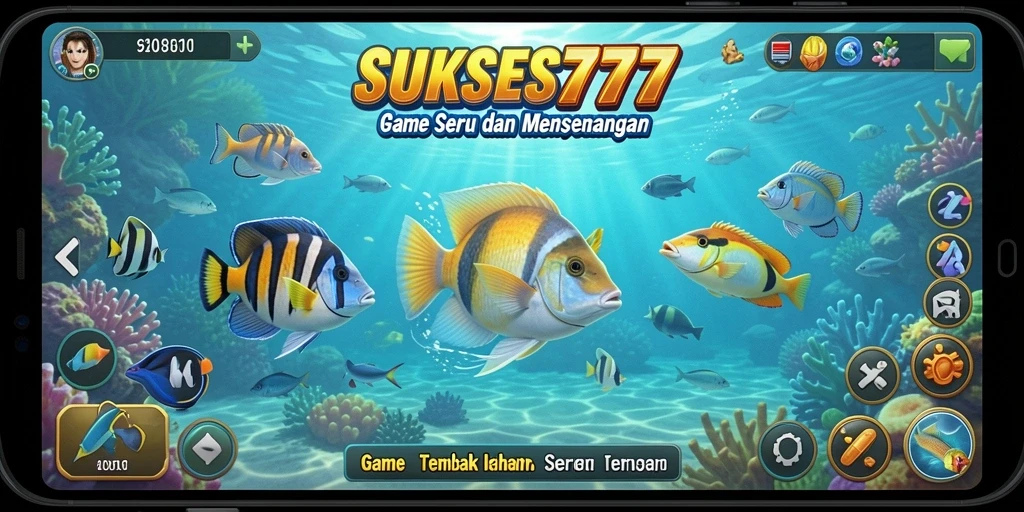 Tampilan gameplay menembak ikan dari SUKSES777 yang seru dan mendebarkan.