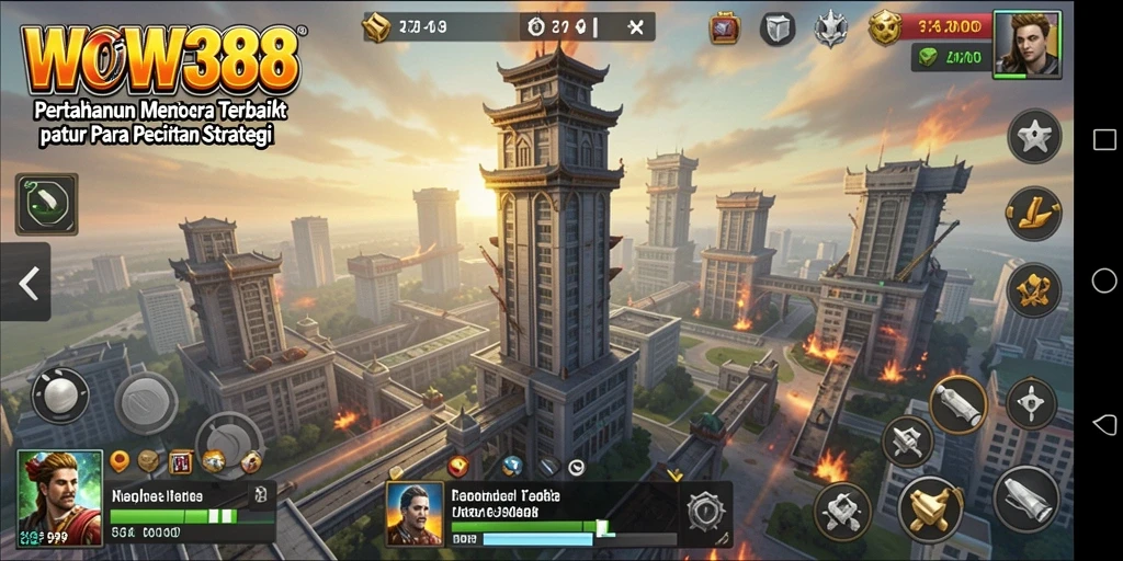 Tampilan gameplay WOW388 yang mendebarkan dalam pertarungan Tower Defense.