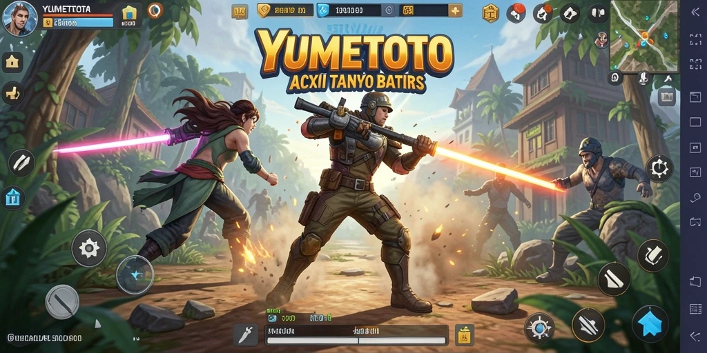 Tangkapan layar gameplay YUMETOTO menampilkan aksi seru dan karakter dinamis.